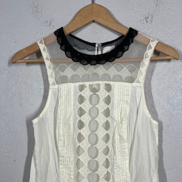 Anthropologie Postage Blouse Sleeveless Tank Top Lace Trim - 00 - Picture 3 of 4